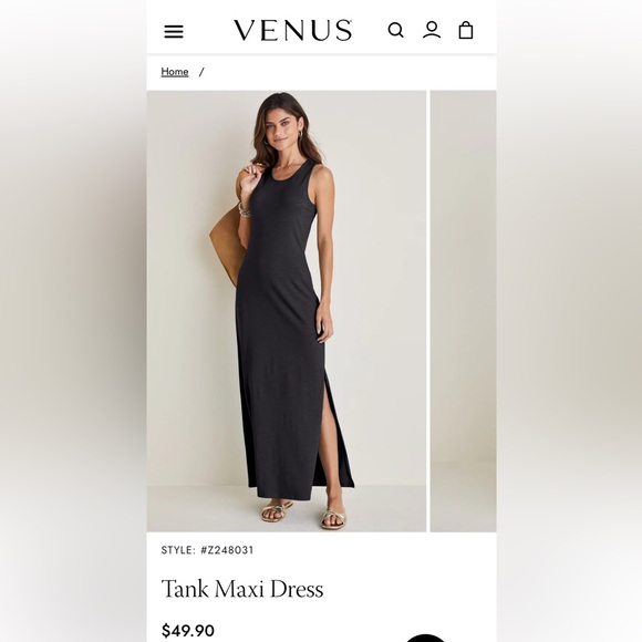 Venus Black Tank Maxi Dress Large - Picture 2 of 6